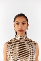 CHAMPAGNE EMBROIDERED TOP & DRAPED SKIRT view 3