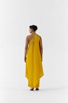 MUSTARD MAHARANI ONE SHOUDLER KURTA & PANTS view 2