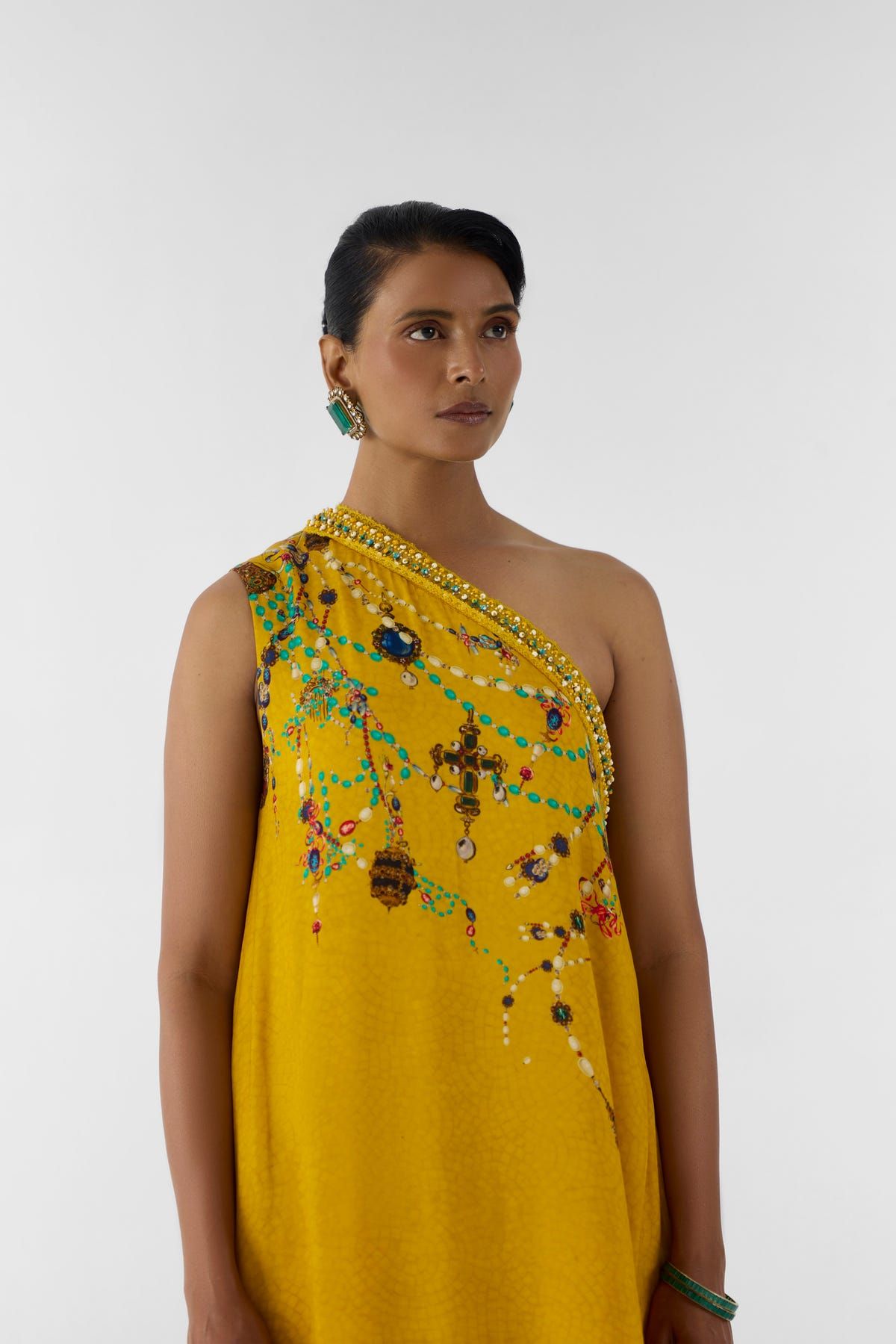 MUSTARD MAHARANI ONE SHOUDLER KURTA & PANTS - image 4