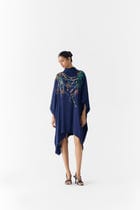 NAVY MAHARANI ROUND COLLAR KIMONO view 1