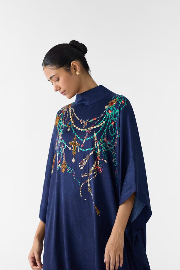 Studio Rigu — NAVY MAHARANI ROUND COLLAR KIMONO