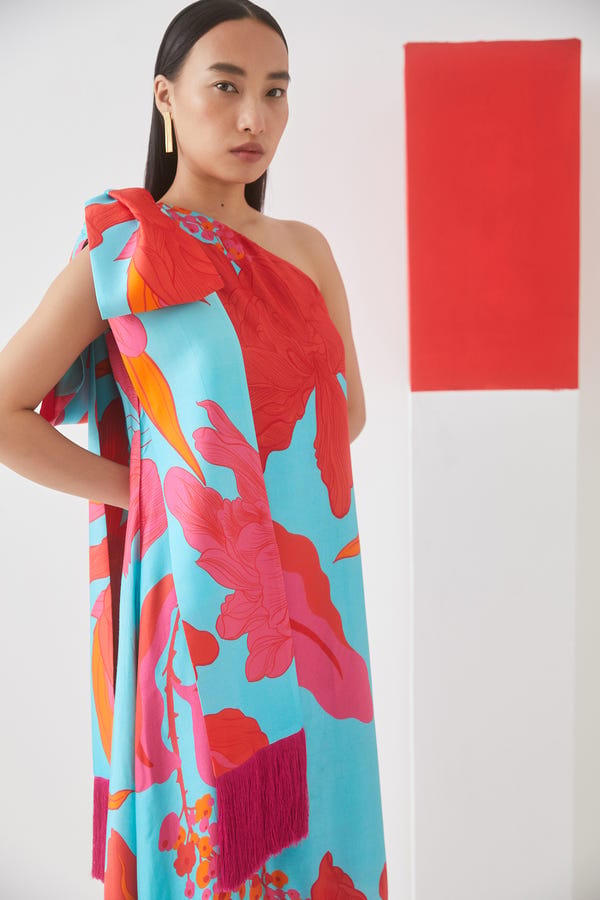 Studio Rigu — Blue Rose One Shoulder Dress