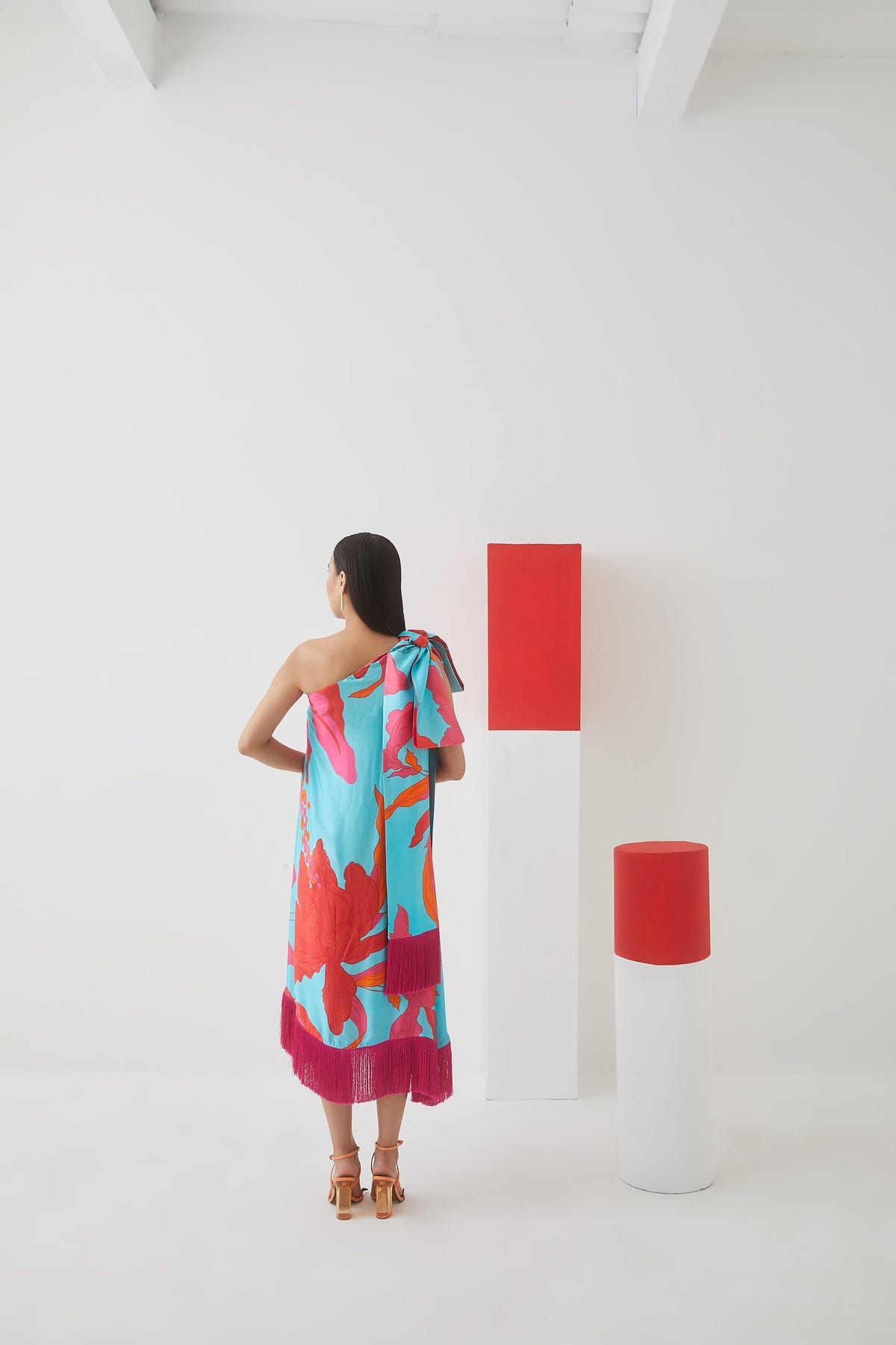 Blue Rose One Shoulder Dress - image 3