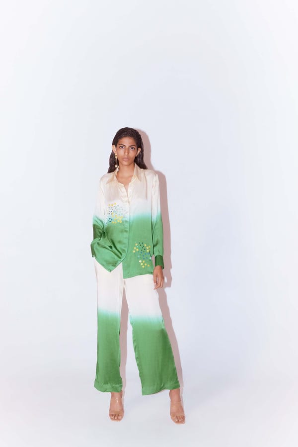 Studio Rigu — Lime Ice Leheriya Shirt & Trousers Co-ord
