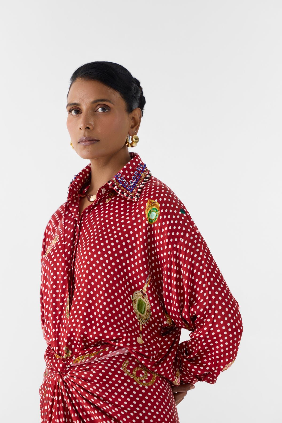 QUARTZ POLKA DOT SHIRT DRESS - image 4