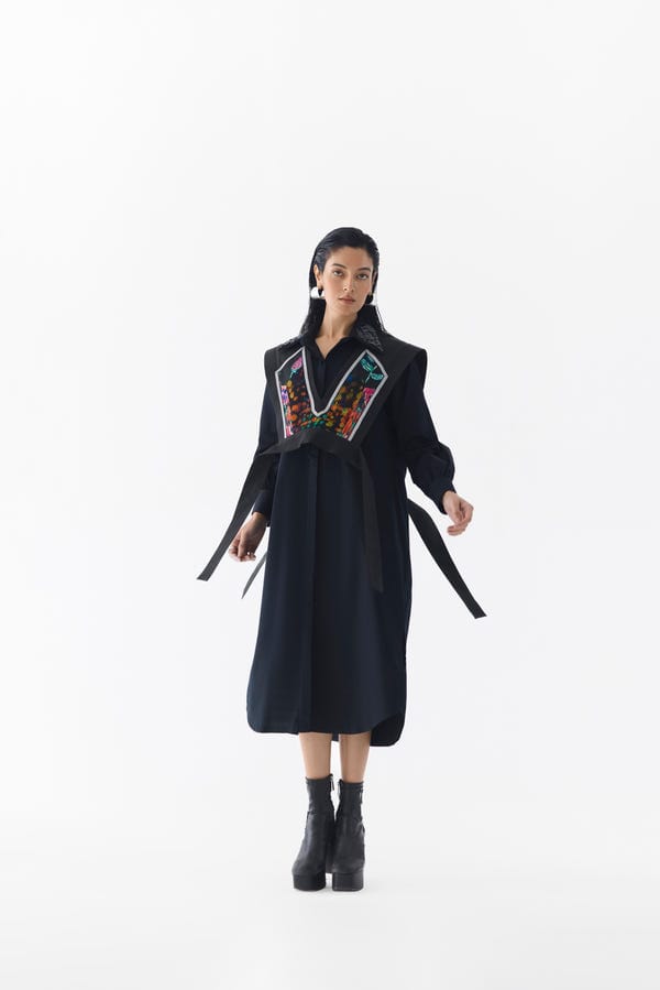 Studio Rigu — CALLA SHIRT DRESS WITH MULTI VEST