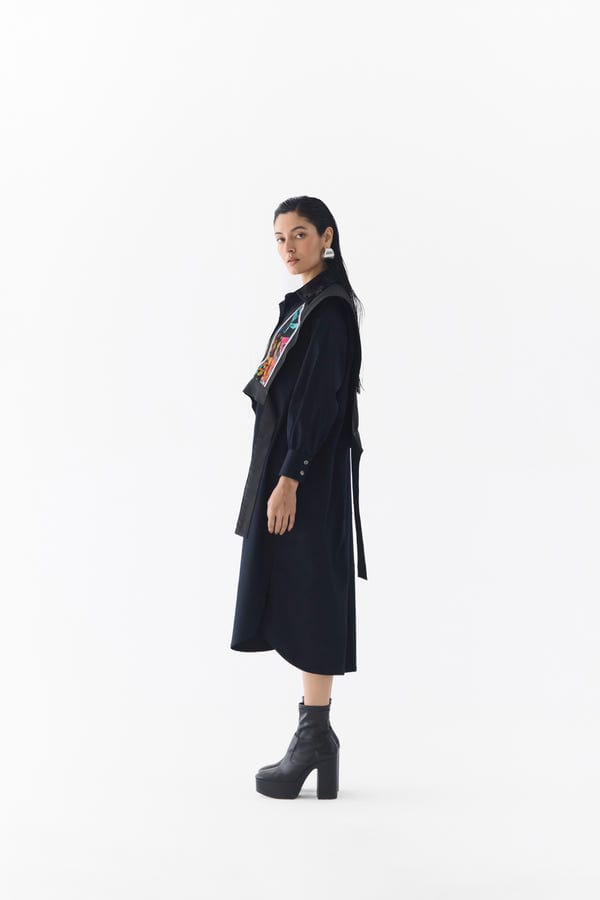 Studio Rigu — CALLA SHIRT DRESS WITH MULTI VEST
