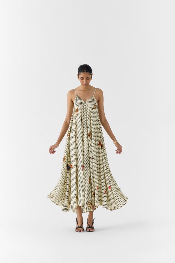 Studio Rigu — PEARL POLKA DOT STRAPPY DRESS
