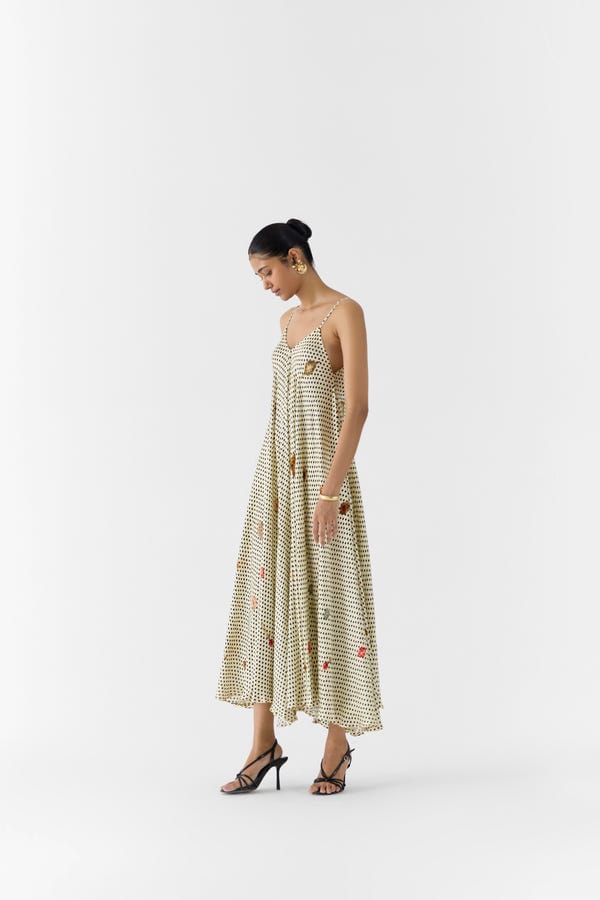 Studio Rigu — PEARL POLKA DOT STRAPPY DRESS