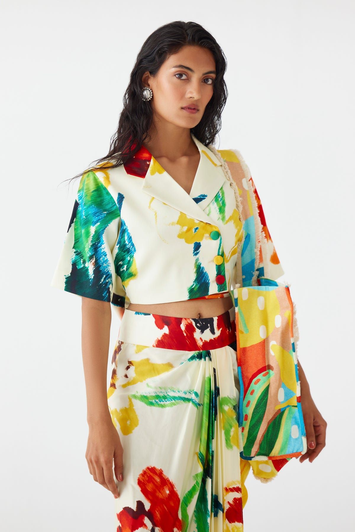 MONET CROP BLAZER & DRAPED SKIRT CO-ORD - image 3