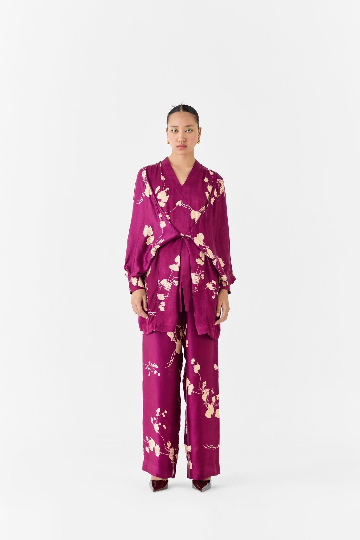 Plum Kimono Top & Pants Co-ord - image 1