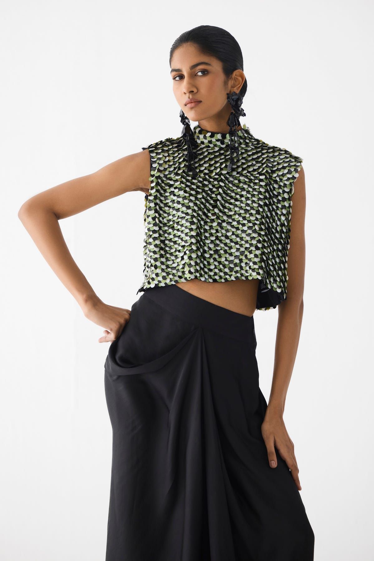 GREEN PARADISE SEQUIN TOP WITH KNOT SKIRT - image 2