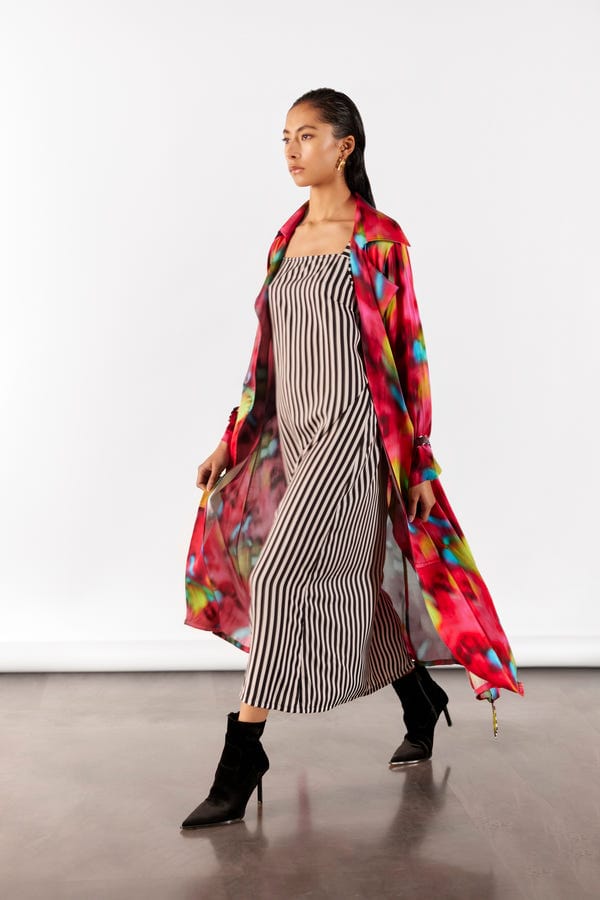 Studio Rigu — POPPY TRENCH COAT WITH STRIPED SLIP DRESS