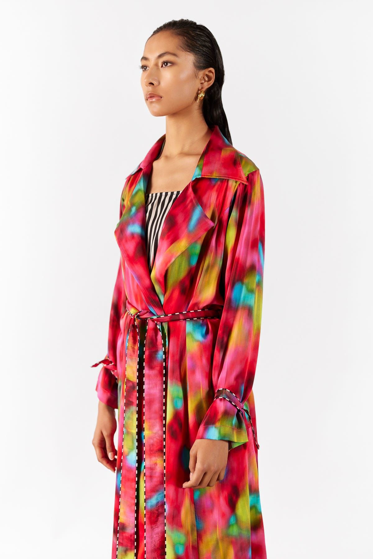 POPPY TRENCH COAT WITH STRIPED SLIP DRESS - image 3