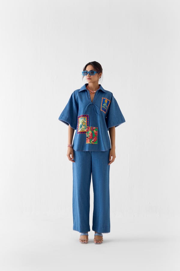 Studio Rigu — INDIGO PATCHWORK SHIRT & TROUSERS CO-ORD