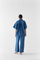INDIGO PATCHWORK SHIRT & TROUSERS CO-ORD view 3