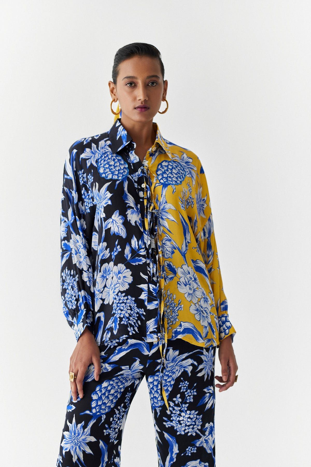 BLACK/YELLOW PINEAPPLE SHIRT & TROUSERS CO-ORD - image 3