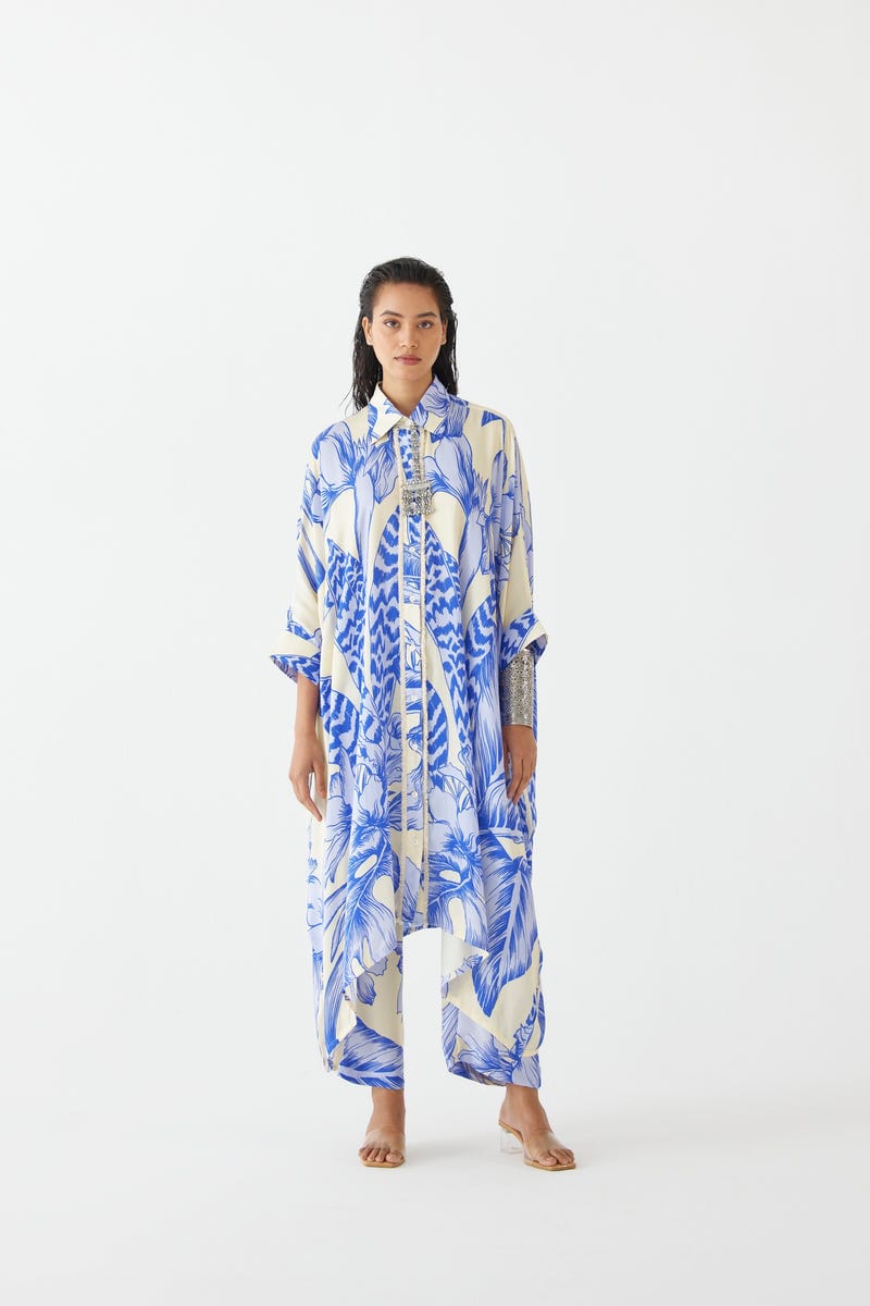 BLUE APHRODITE KIMONO & PANTS CO-ORD