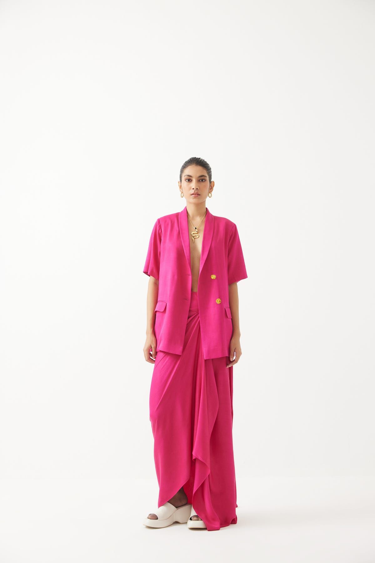 Rani Pink Blazer & Draped Skirt Co-ord - image 1