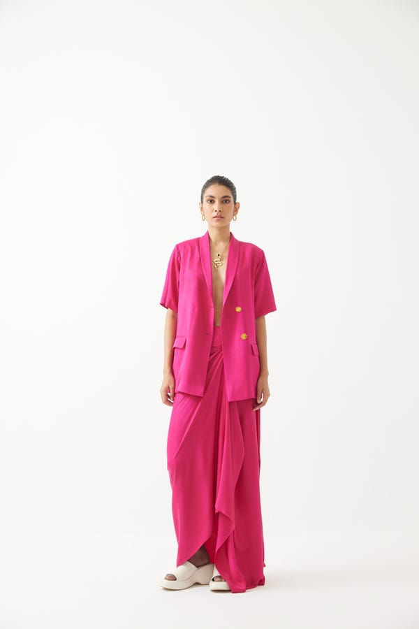 Studio Rigu — Rani Pink Blazer & Draped Skirt Co-ord