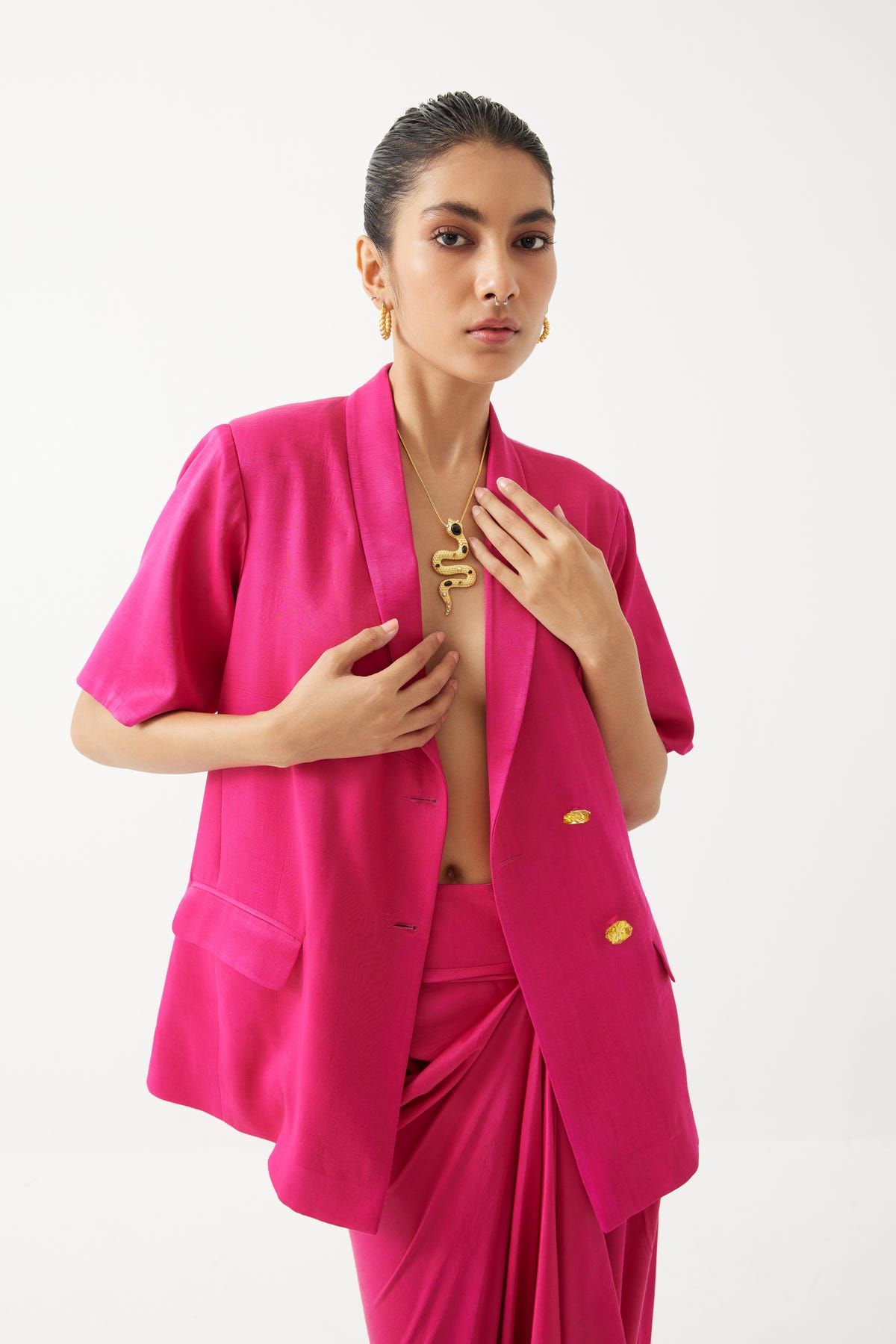 Rani Pink Blazer & Draped Skirt Co-ord - image 3