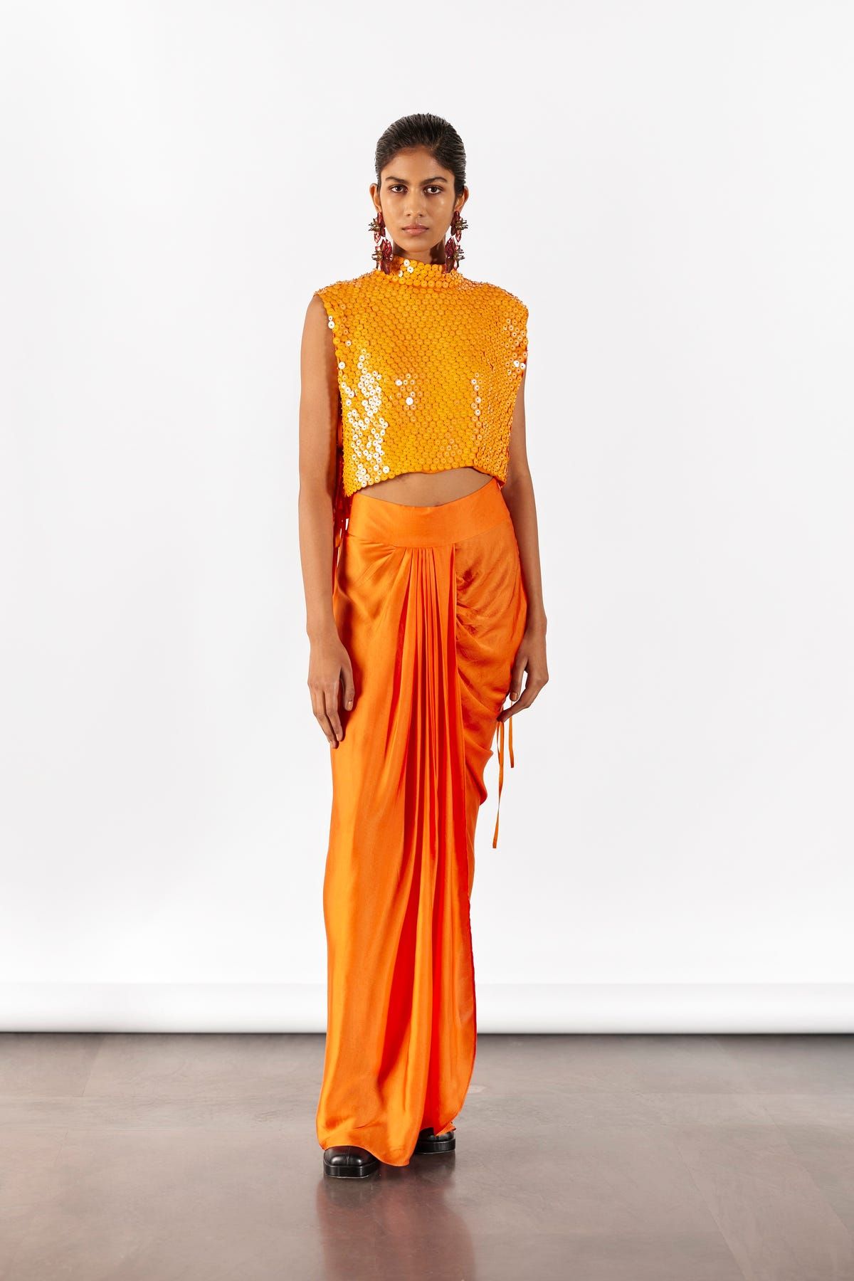 ZINNIA EMBROIDERED TOP WITH DRAPED SKIRT CO-ORD - image 1