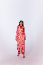 Candy Front Open Kimono With Embroidered Belt view 2
