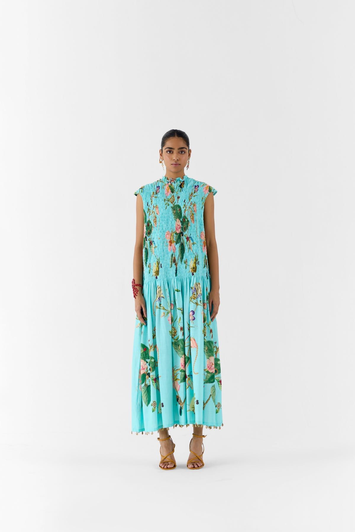 BLUE BLOSSOM RUCHING DRESS - image 1