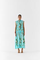 BLUE BLOSSOM RUCHING DRESS view 1