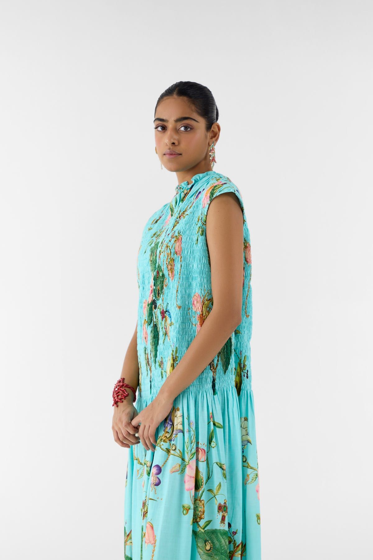 BLUE BLOSSOM RUCHING DRESS - image 2