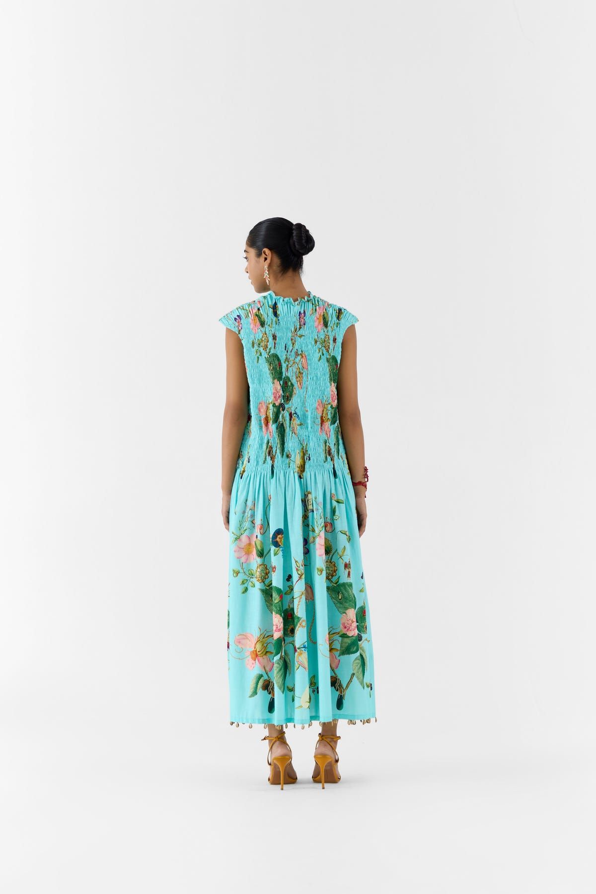BLUE BLOSSOM RUCHING DRESS - image 3