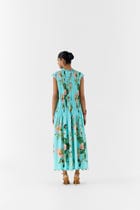 BLUE BLOSSOM RUCHING DRESS view 3