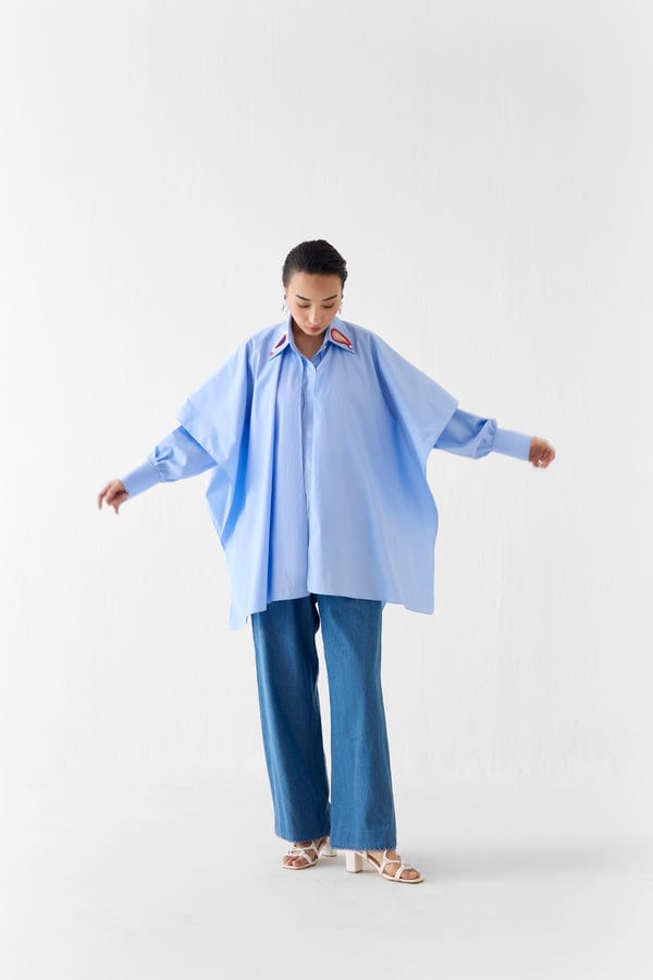 Studio Rigu — AZURE LAYERED POPLIN SHIRT