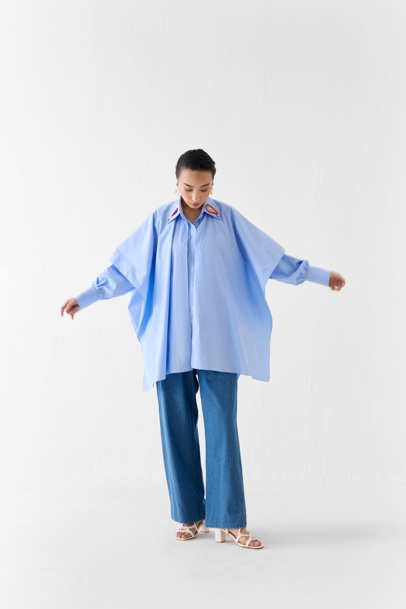 AZURE LAYERED POPLIN SHIRT