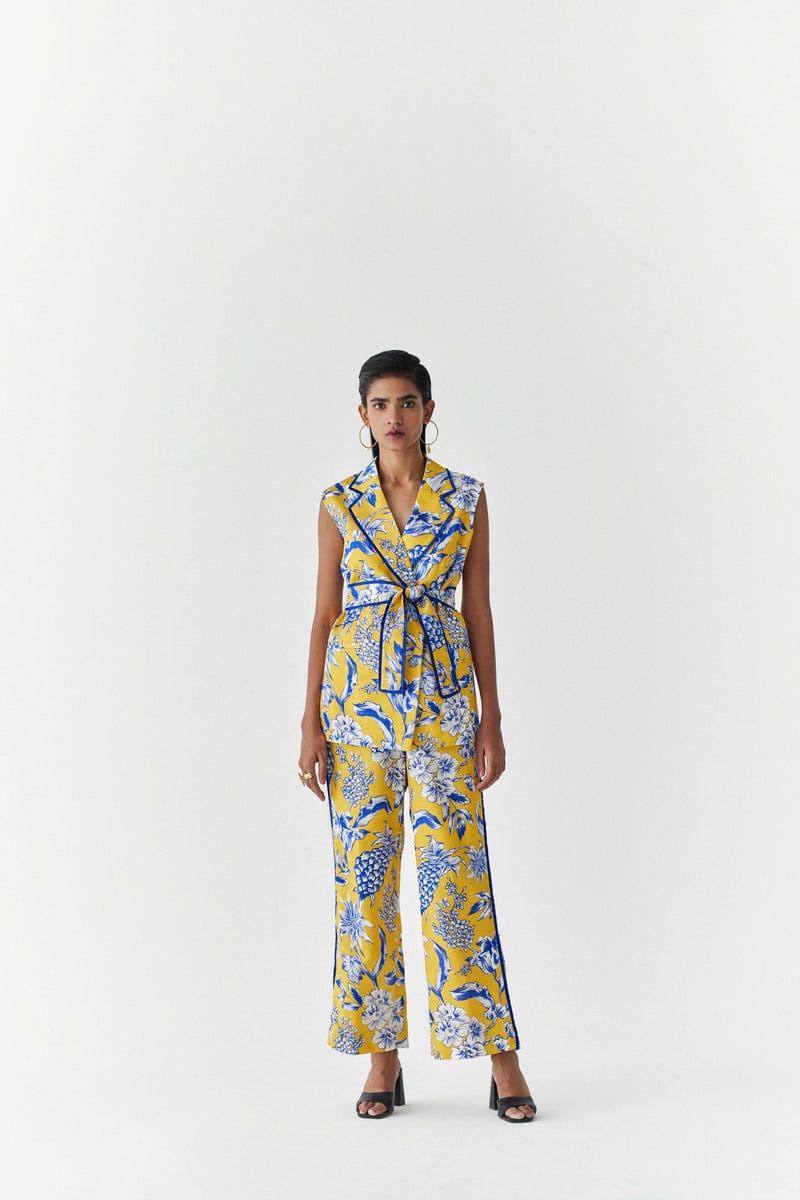 YELLOW PINEAPPLE BLAZER & PANTS CO-ORD