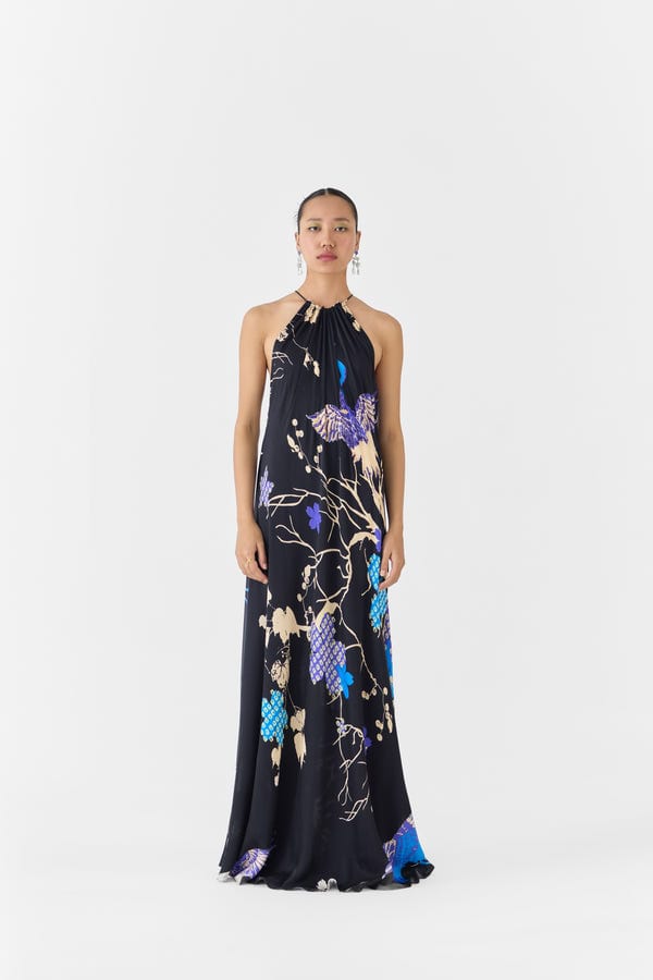 Studio Rigu — BLACK CRANE HALTER DRESS