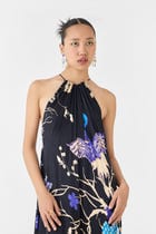 BLACK CRANE HALTER DRESS view 3