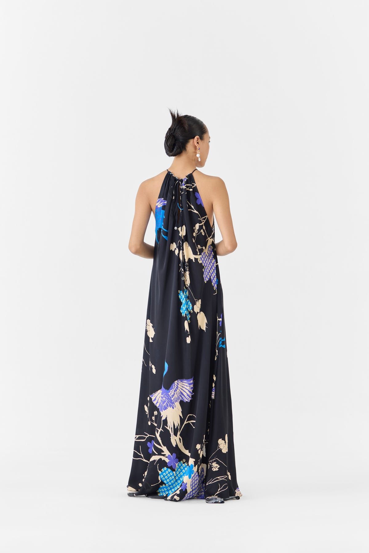 BLACK CRANE HALTER DRESS - image 4