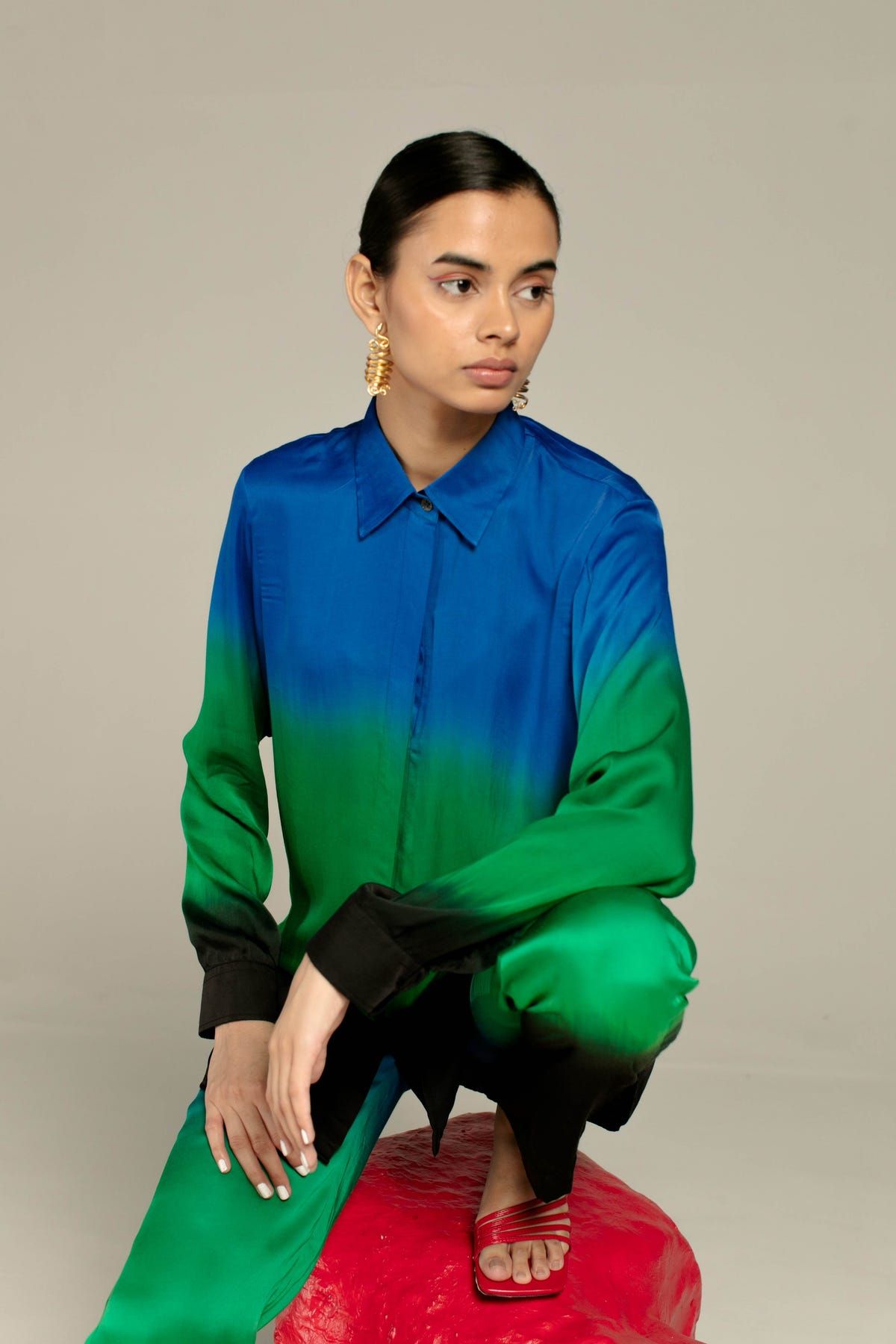Leheriya  Blue Shirt And Straight Trousers Co-Ord - image 4