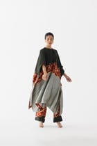 RED ALBA KIMONO KURTA & PANTS view 3