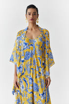YELLOW PINEAPPLE STRAPPY JUMPSUIT WITH CAPE view 2