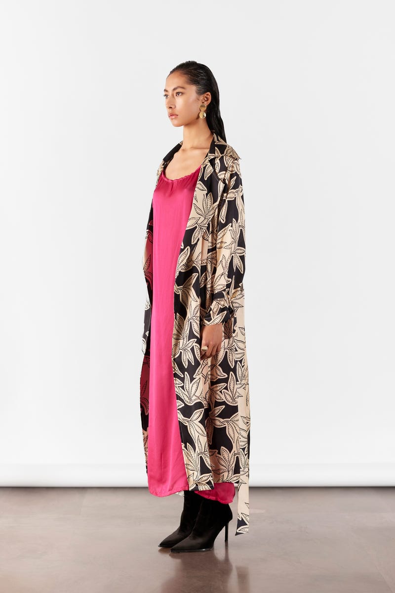 HAZEL TRENCH COAT WITH STRIPED SLIP DRESS