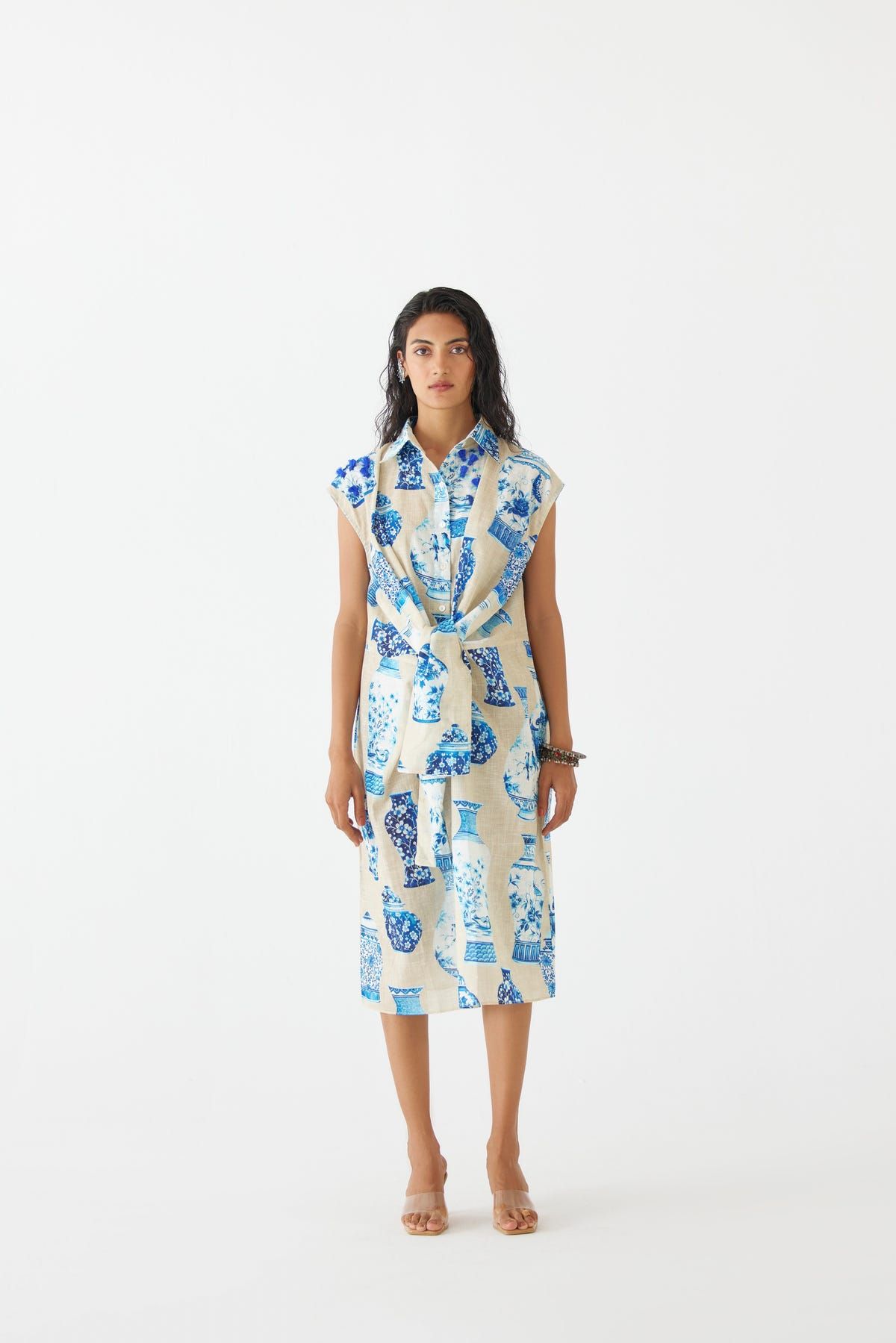 PORCELAIN KNOT SHIRT DRESS - image 1