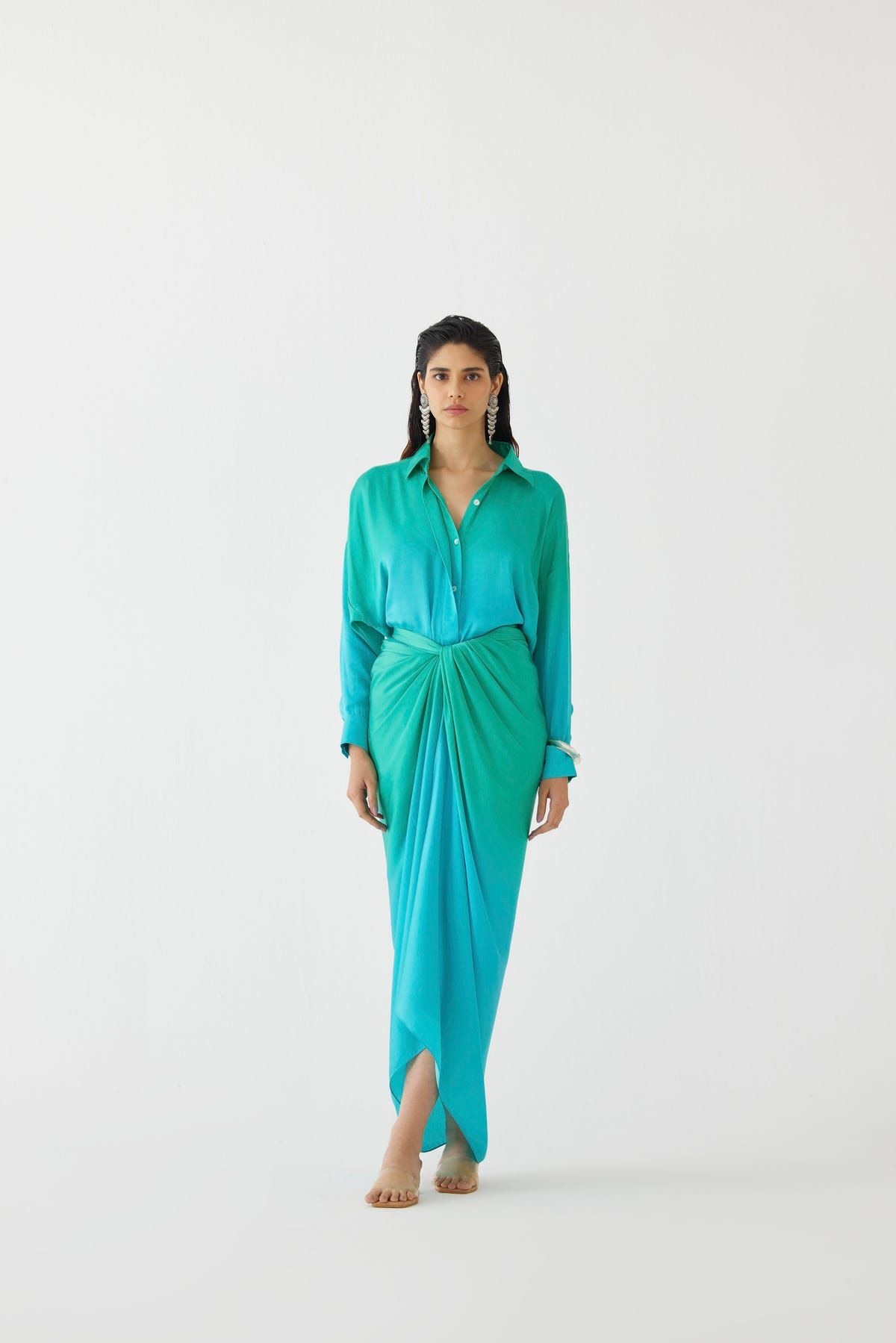 CASPIAN SHIRT DRAPED DRESS - image 1