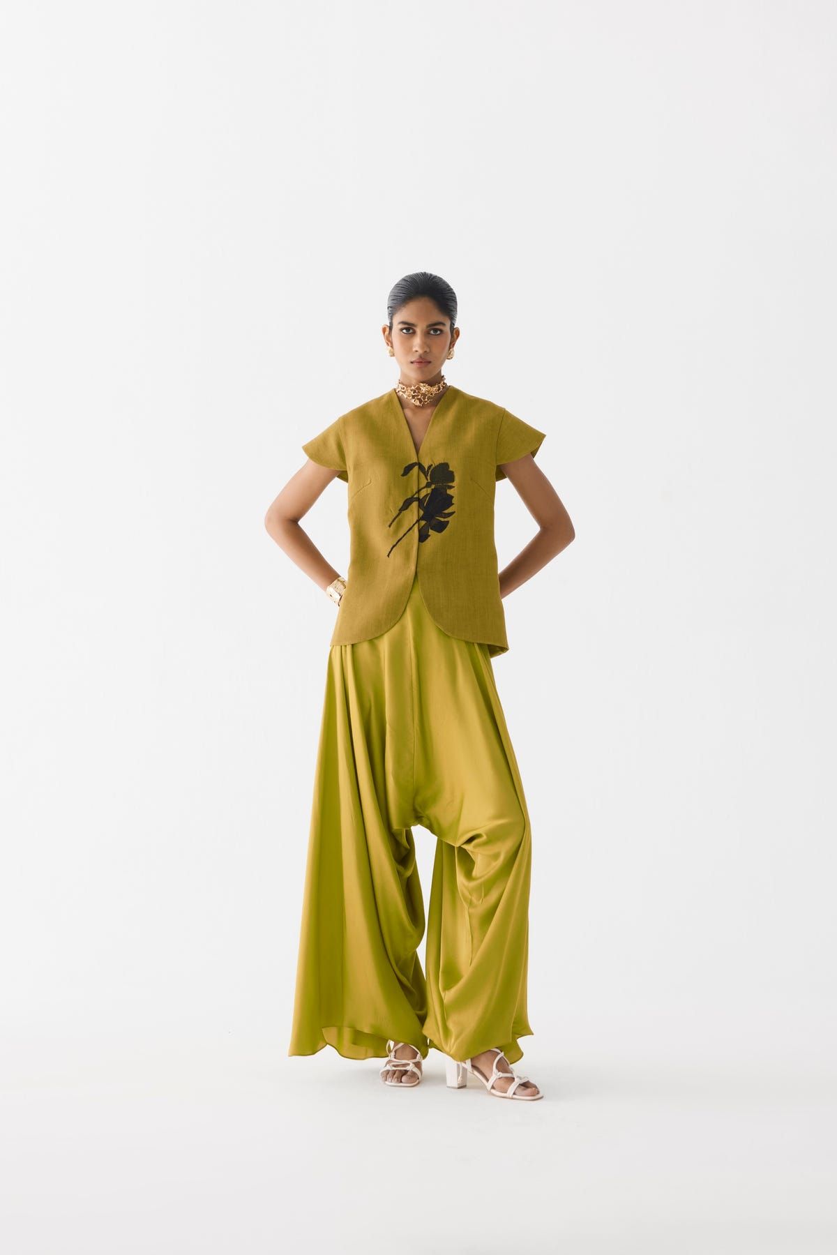 BLACK TIGER LILY WAIST COAT & DHOTI PANTS - image 1