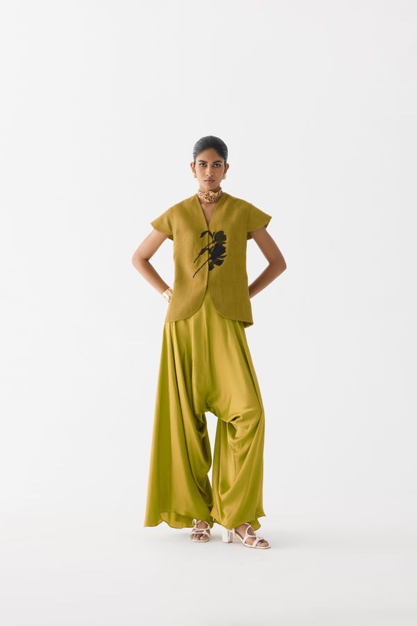 Studio Rigu — BLACK TIGER LILY WAIST COAT & DHOTI PANTS