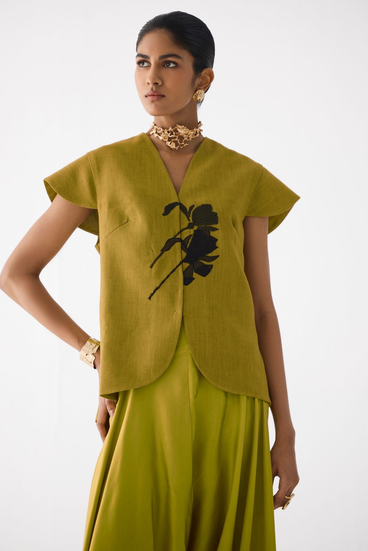 BLACK TIGER LILY WAIST COAT & DHOTI PANTS - image 2