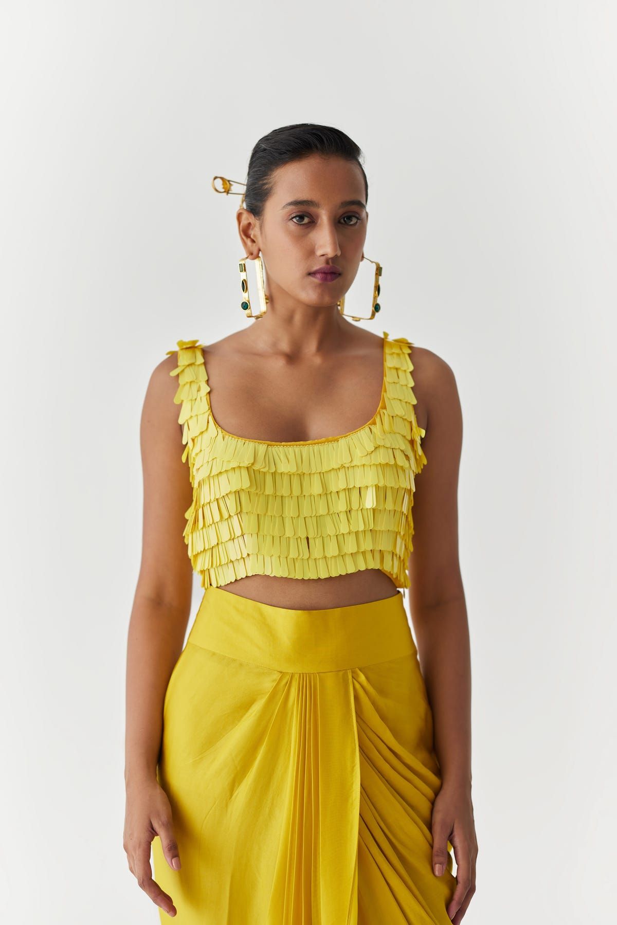 CANARY SEQUIN BLOUSE & DRAPE SKIRT - image 2