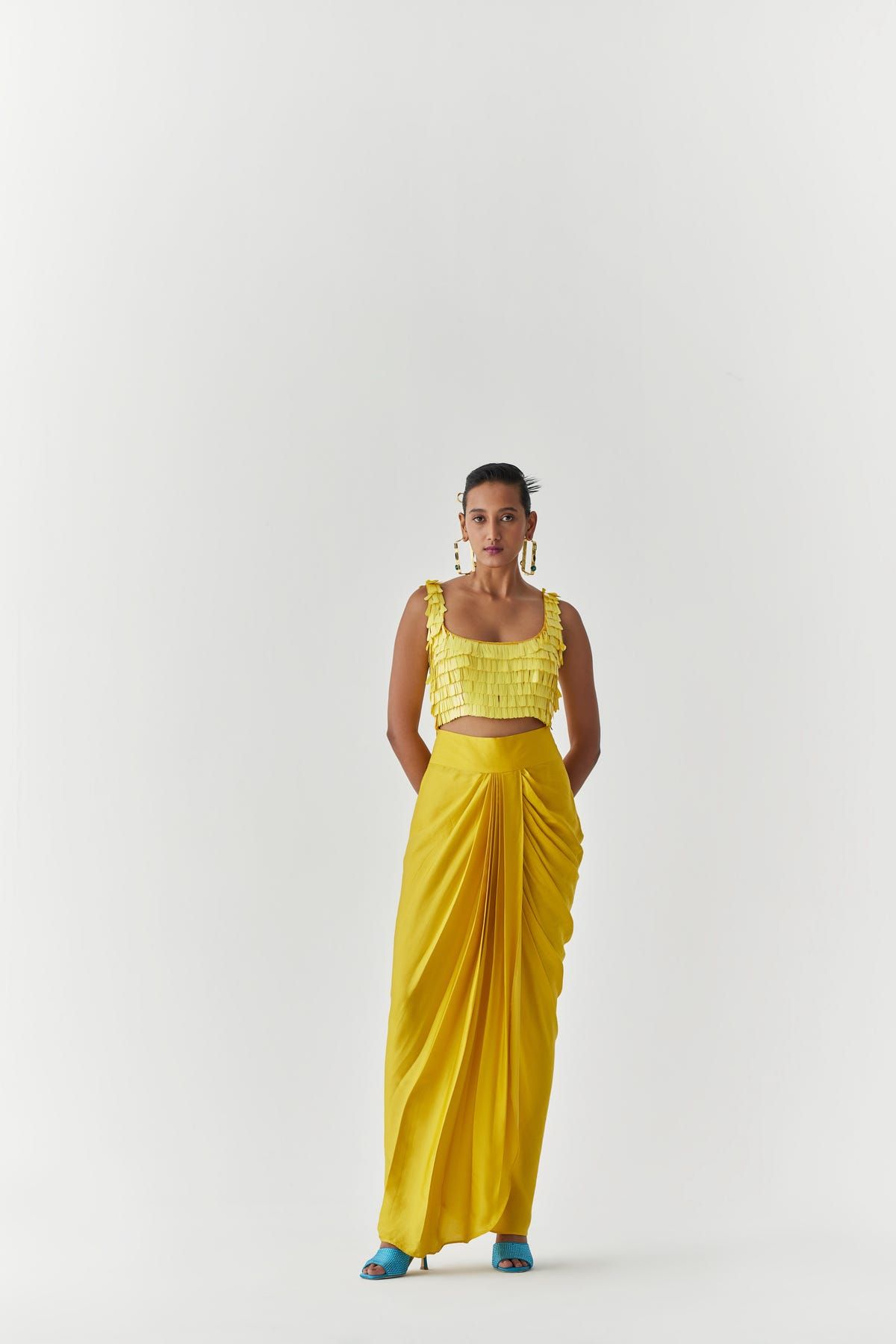 CANARY SEQUIN BLOUSE & DRAPE SKIRT - image 4