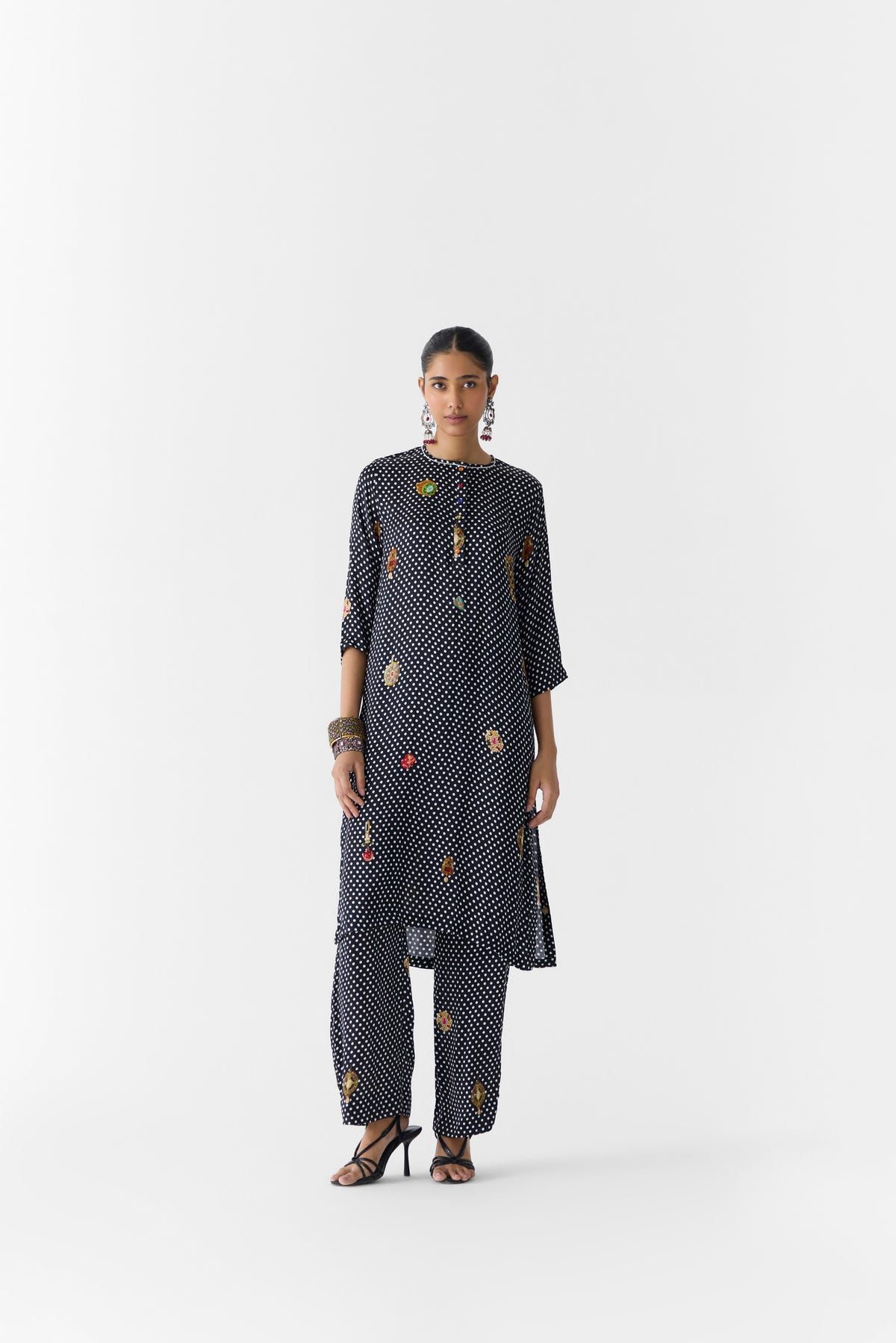ONYX POLKA DOT STRAIGHT KURTA & PANTS - image 1